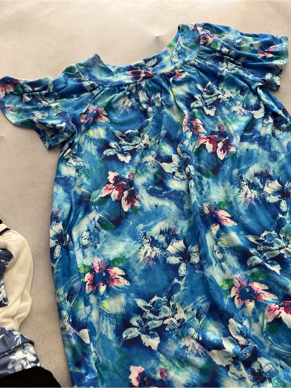 Ekouaer Blue Floral Pull On Dress Size 3XL Cottagecore Boho Super Soft